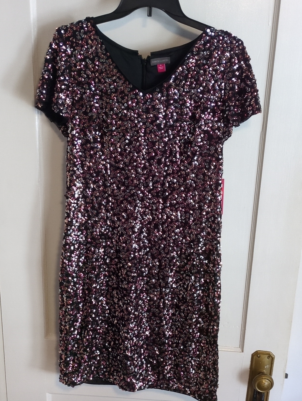 Vince Camuto Sequin Party Dress in Shimmering Purple